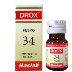Haslab DROX 34 (Febro Drops - Fever) (30ml) Lowers Mild to High Temperature, Chills, Lung Infection, Cough
